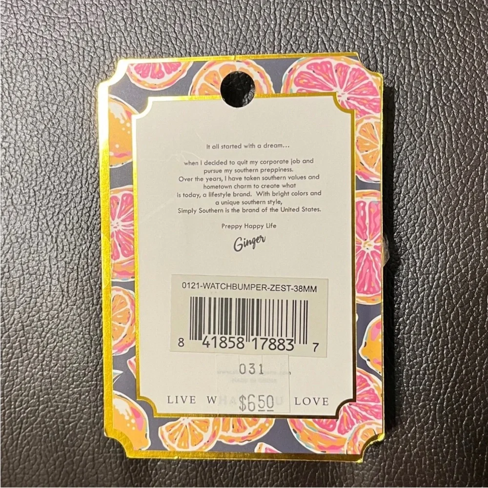 NEW 38MM Apple Watch bumper from Simply Southern, Pattern: ZEST (citrus)